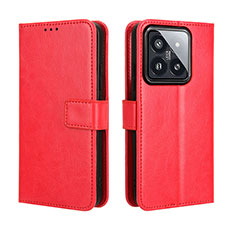 Coque Portefeuille Livre Cuir Etui Clapet BY5 pour Xiaomi Mi 14 5G Rouge