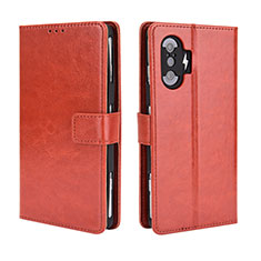 Coque Portefeuille Livre Cuir Etui Clapet BY5 pour Xiaomi Poco F3 GT 5G Marron