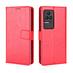 Coque Portefeuille Livre Cuir Etui Clapet BY5 pour Xiaomi Poco F4 5G Rouge