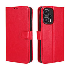 Coque Portefeuille Livre Cuir Etui Clapet BY5 pour Xiaomi Poco F5 5G Rouge