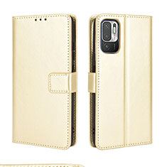 Coque Portefeuille Livre Cuir Etui Clapet BY5 pour Xiaomi POCO M3 Pro 5G Or