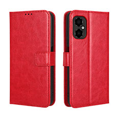 Coque Portefeuille Livre Cuir Etui Clapet BY5 pour Xiaomi Poco M4 5G Rouge