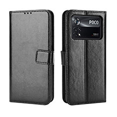 Coque Portefeuille Livre Cuir Etui Clapet BY5 pour Xiaomi Poco M4 Pro 4G Noir