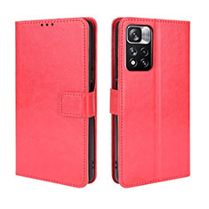 Coque Portefeuille Livre Cuir Etui Clapet BY5 pour Xiaomi Poco X4 NFC Rouge