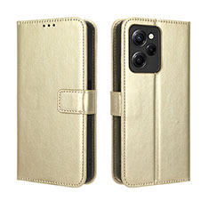 Coque Portefeuille Livre Cuir Etui Clapet BY5 pour Xiaomi Poco X5 Pro 5G Or