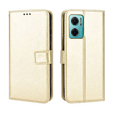 Coque Portefeuille Livre Cuir Etui Clapet BY5 pour Xiaomi Redmi 10 Prime Plus 5G Or