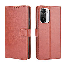 Coque Portefeuille Livre Cuir Etui Clapet BY5 pour Xiaomi Redmi K40 5G Marron