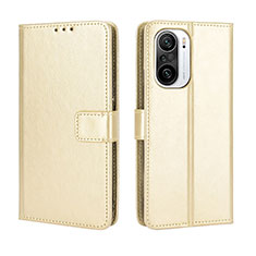 Coque Portefeuille Livre Cuir Etui Clapet BY5 pour Xiaomi Redmi K40 5G Or