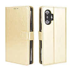 Coque Portefeuille Livre Cuir Etui Clapet BY5 pour Xiaomi Redmi K40 Gaming 5G Or