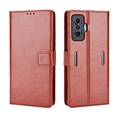 Coque Portefeuille Livre Cuir Etui Clapet BY5 pour Xiaomi Redmi K50 Gaming 5G Marron