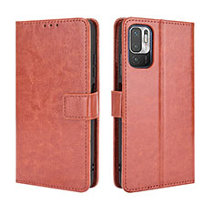 Coque Portefeuille Livre Cuir Etui Clapet BY5 pour Xiaomi Redmi Note 10 5G Marron