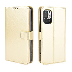 Coque Portefeuille Livre Cuir Etui Clapet BY5 pour Xiaomi Redmi Note 10 JE 5G Or