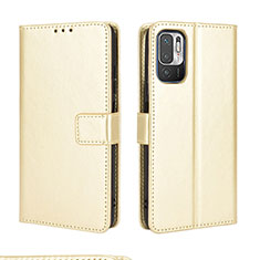 Coque Portefeuille Livre Cuir Etui Clapet BY5 pour Xiaomi Redmi Note 10T 5G Or