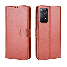 Coque Portefeuille Livre Cuir Etui Clapet BY5 pour Xiaomi Redmi Note 11 Pro 5G Marron