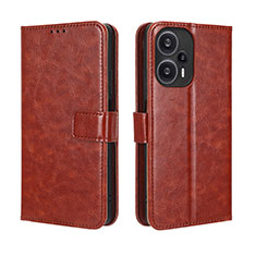 Coque Portefeuille Livre Cuir Etui Clapet BY5 pour Xiaomi Redmi Note 12 Turbo 5G Marron