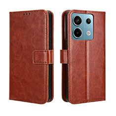 Coque Portefeuille Livre Cuir Etui Clapet BY5 pour Xiaomi Redmi Note 13 Pro 5G Marron