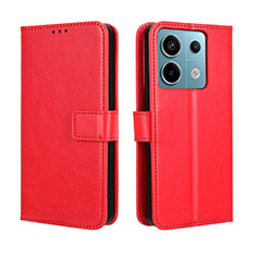 Coque Portefeuille Livre Cuir Etui Clapet BY5 pour Xiaomi Redmi Note 13 Pro 5G Rouge