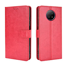 Coque Portefeuille Livre Cuir Etui Clapet BY5 pour Xiaomi Redmi Note 9 5G Rouge