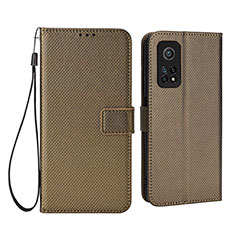 Coque Portefeuille Livre Cuir Etui Clapet BY6 pour Xiaomi Mi 10T Pro 5G Marron