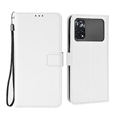 Coque Portefeuille Livre Cuir Etui Clapet BY6 pour Xiaomi Poco M4 Pro 4G Blanc