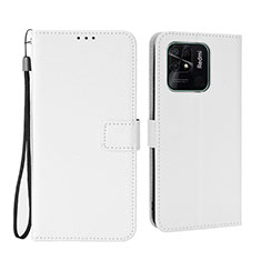 Coque Portefeuille Livre Cuir Etui Clapet BY6 pour Xiaomi Redmi 10 India Blanc