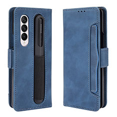 Coque Portefeuille Livre Cuir Etui Clapet BY9 pour Samsung Galaxy Z Fold3 5G Bleu