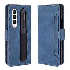 Coque Portefeuille Livre Cuir Etui Clapet BY9 pour Samsung Galaxy Z Fold4 5G Bleu
