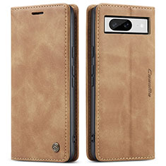 Coque Portefeuille Livre Cuir Etui Clapet C01S pour Google Pixel 8 5G Brun Clair