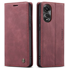 Coque Portefeuille Livre Cuir Etui Clapet C01S pour Oppo A78 4G Vin Rouge