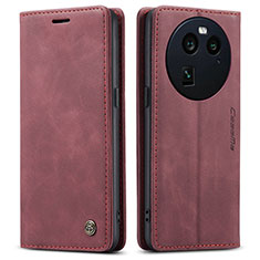 Coque Portefeuille Livre Cuir Etui Clapet C01S pour Oppo Find X6 5G Vin Rouge