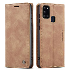 Coque Portefeuille Livre Cuir Etui Clapet C01S pour Samsung Galaxy A21s Brun Clair