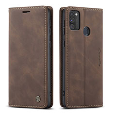 Coque Portefeuille Livre Cuir Etui Clapet C01S pour Samsung Galaxy M21 Marron