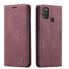 Coque Portefeuille Livre Cuir Etui Clapet C01S pour Samsung Galaxy M21 Vin Rouge