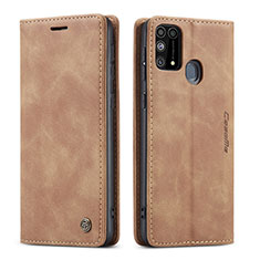 Coque Portefeuille Livre Cuir Etui Clapet C01S pour Samsung Galaxy M21s Brun Clair