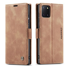 Coque Portefeuille Livre Cuir Etui Clapet C01S pour Samsung Galaxy Note 10 Lite Brun Clair