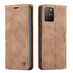 Coque Portefeuille Livre Cuir Etui Clapet C01S pour Samsung Galaxy S10 Lite Brun Clair