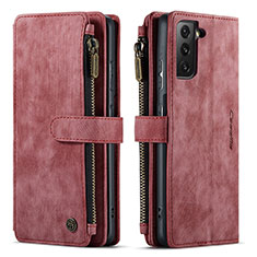 Coque Portefeuille Livre Cuir Etui Clapet C01S pour Samsung Galaxy S21 5G Rouge