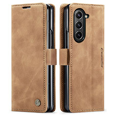 Coque Portefeuille Livre Cuir Etui Clapet C01S pour Samsung Galaxy Z Fold5 5G Brun Clair