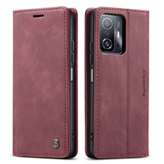 Coque Portefeuille Livre Cuir Etui Clapet C01S pour Xiaomi Mi 11T Pro 5G Vin Rouge