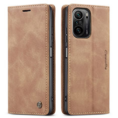 Coque Portefeuille Livre Cuir Etui Clapet C01S pour Xiaomi Redmi K40 5G Brun Clair