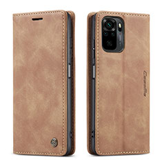 Coque Portefeuille Livre Cuir Etui Clapet C01S pour Xiaomi Redmi Note 10 4G Brun Clair