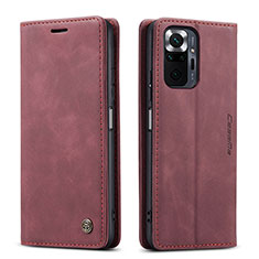 Coque Portefeuille Livre Cuir Etui Clapet C01S pour Xiaomi Redmi Note 10 Pro Max Vin Rouge