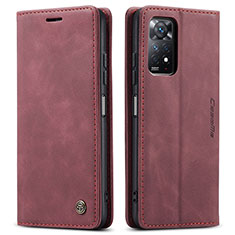 Coque Portefeuille Livre Cuir Etui Clapet C01S pour Xiaomi Redmi Note 11 Pro 5G Vin Rouge