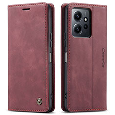 Coque Portefeuille Livre Cuir Etui Clapet C01S pour Xiaomi Redmi Note 12 4G Vin Rouge