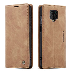 Coque Portefeuille Livre Cuir Etui Clapet C01S pour Xiaomi Redmi Note 9 Pro Max Brun Clair