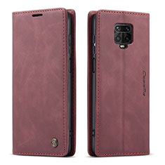 Coque Portefeuille Livre Cuir Etui Clapet C01S pour Xiaomi Redmi Note 9 Pro Max Vin Rouge