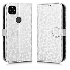 Coque Portefeuille Livre Cuir Etui Clapet C01X pour Google Pixel 5 XL 5G Argent