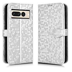 Coque Portefeuille Livre Cuir Etui Clapet C01X pour Google Pixel 7 Pro 5G Argent