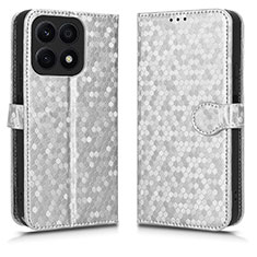 Coque Portefeuille Livre Cuir Etui Clapet C01X pour Huawei Honor X8a 4G Argent