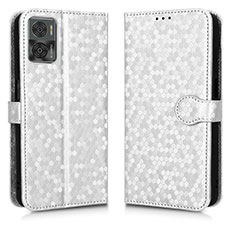 Coque Portefeuille Livre Cuir Etui Clapet C01X pour Motorola Moto E22i Argent